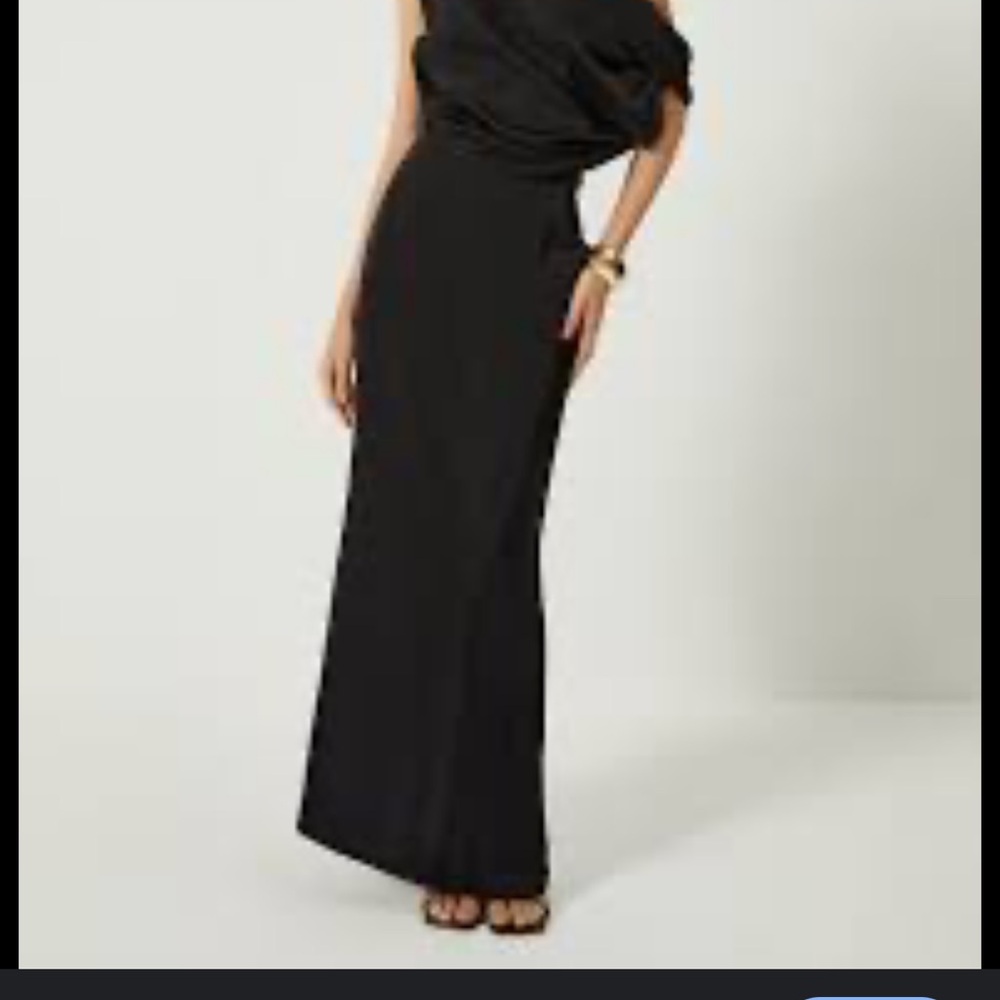 Commense Satin One Shoulder Elegant Black Evening Gown